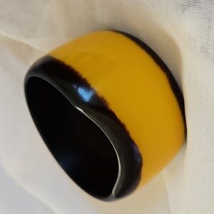 Vintage Yellow and Black Bangle Bracelet